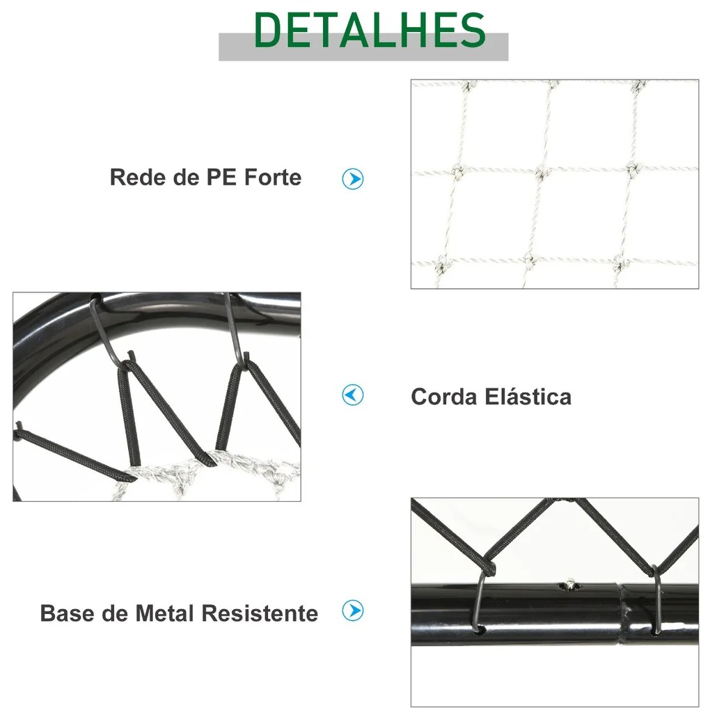 Rede de Rebote Dobrável com Ângulo Ajustável de 5 Níveis para Treinamento de Futebol Tenis Beisebol Desportes 84x78x65-78cm Preto