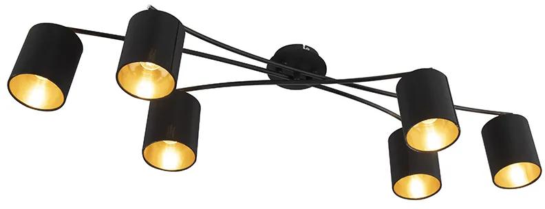 Candeeiro de tecto moderno 6 luzes pretas - Lofty Moderno