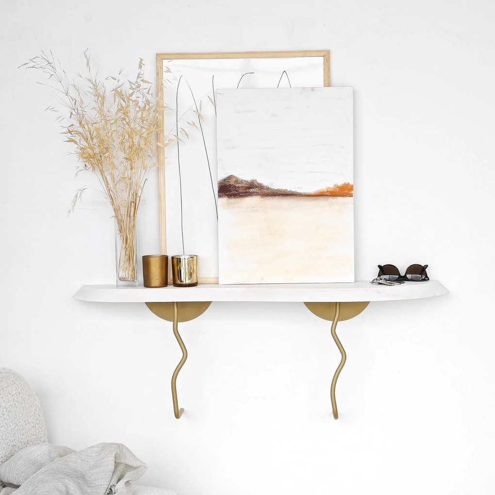 Prateleira de Parede Lierre – Dourada e Branca – 99 cm
