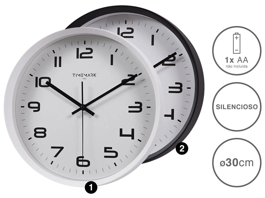 Relógio Parede Timemark Metal Branco 30cm