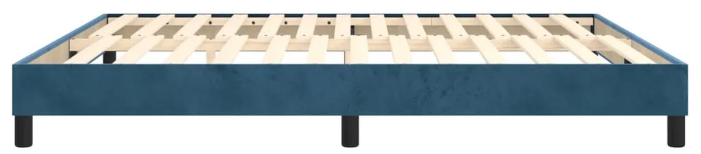Estrutura de cama sem colchão 160x200 cm veludo azul-escuro