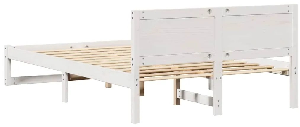 Estrutura de Cama Branca Madeira de Pinho Maciça 140 x 190 cm
