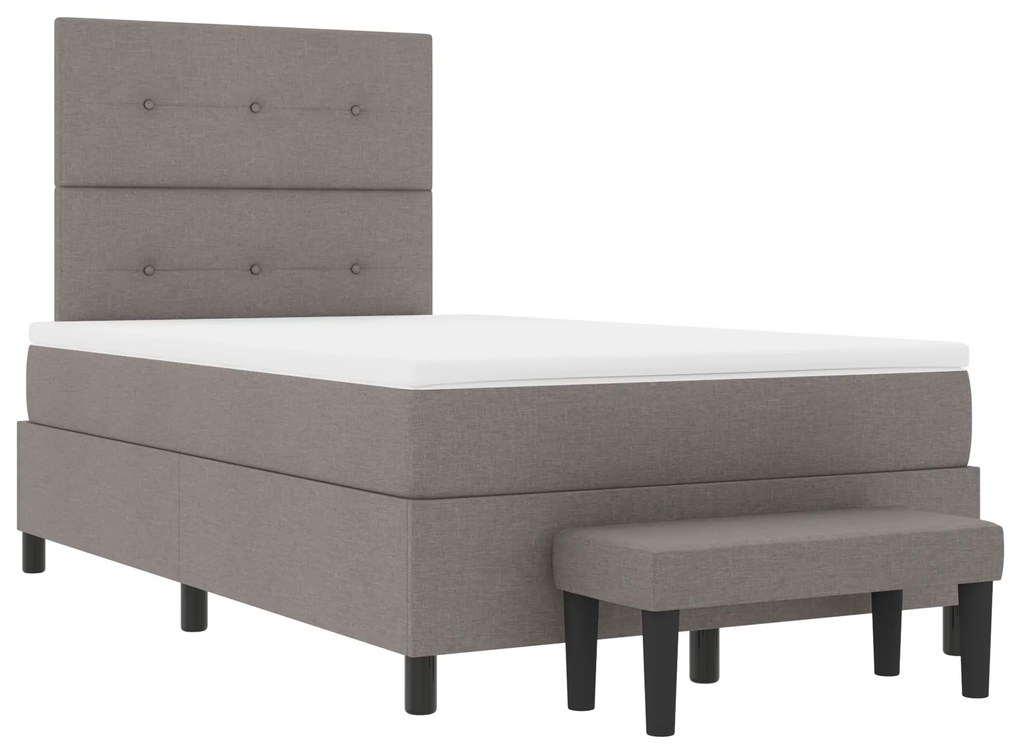 Cama Box Spring com Colchão & Banco Cinza 120x200 cm Tecido