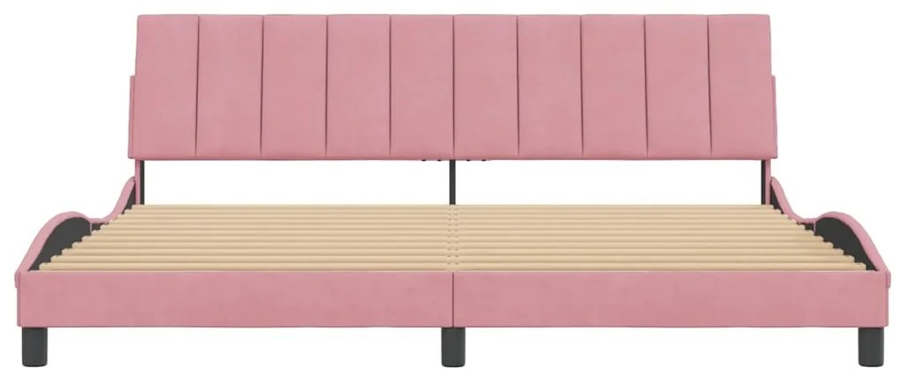 Estrutura de cama c/ cabeceira 200x200 cm veludo rosa