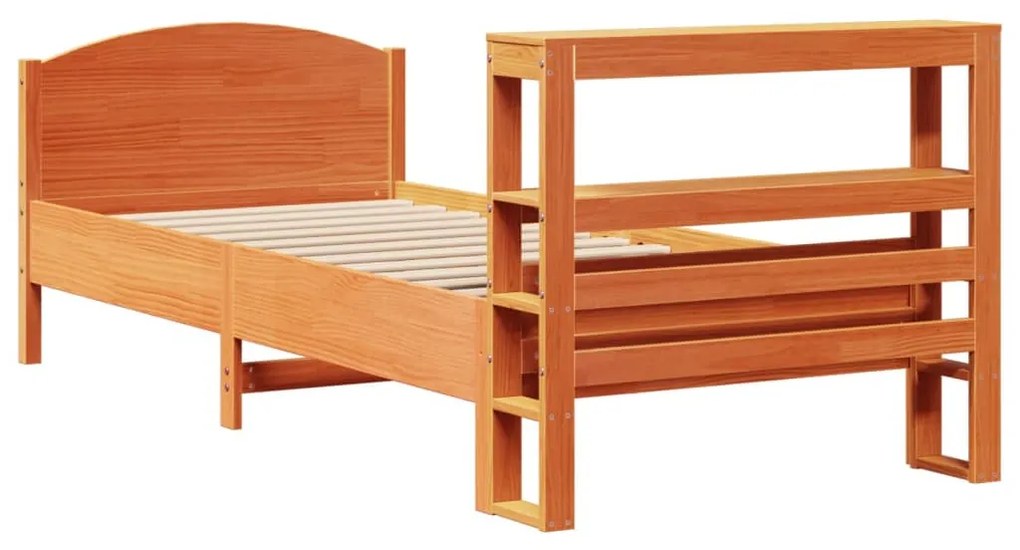 Cama sem colchão 100x200 cm pinho maciço castanho-mel