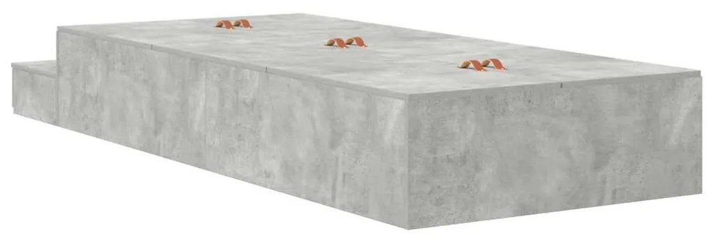 Cama com Arrumação Cinza Concreto 100x200 cm