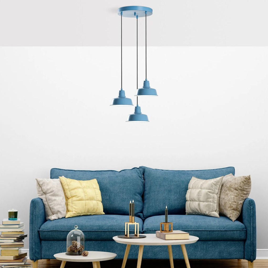 Candeeiro Chandelier Memati – Azul Claro – Diâmetro 45 cm