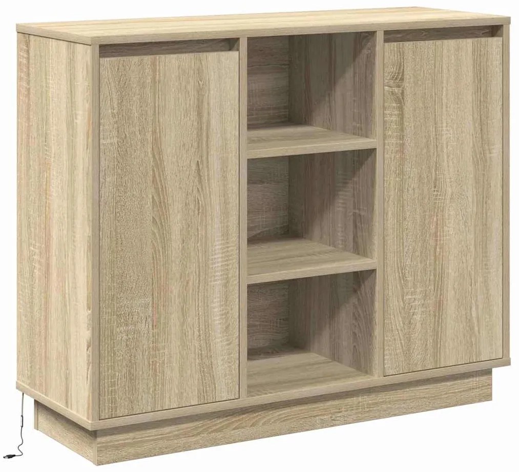 Cristaleira com LED Carvalho Sonoma 90x32x75 cm Madeira Engenharia