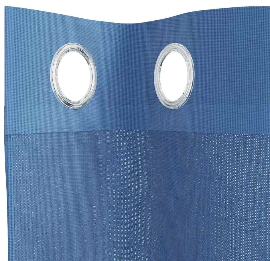 Cortinas de voile com ilhós 2 pcs azul real