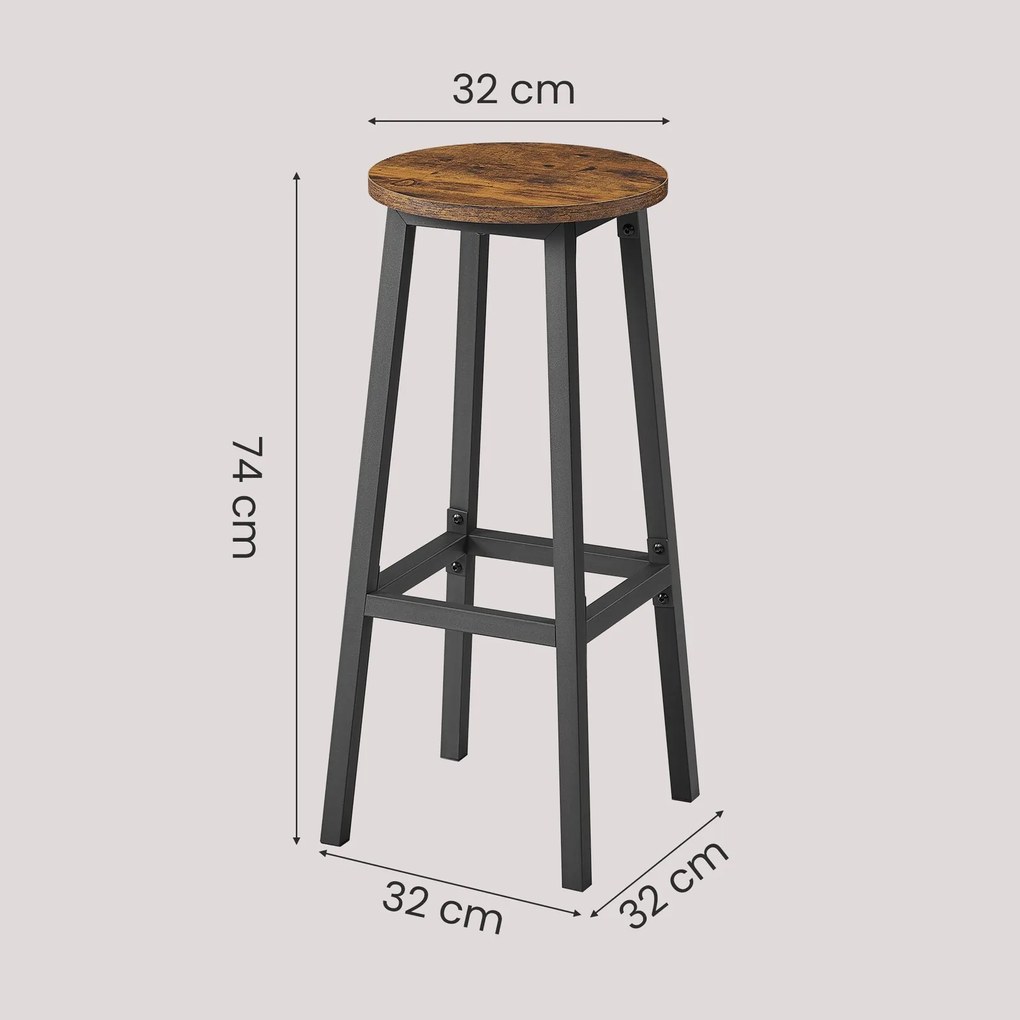 Conjunto de 2 Bancos de bar castanhos-pretos