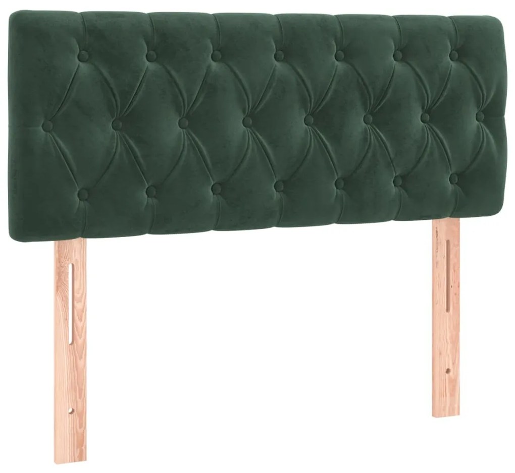 Cama box spring c/ colchão/LED 120x200 cm veludo verde-escuro