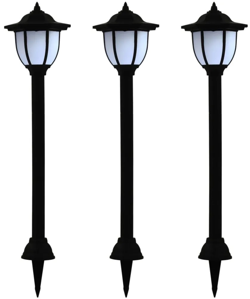 Candeeiro solar LED de exterior 3 pcs preto