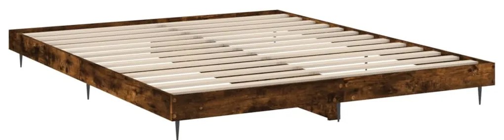Estrutura de cama sem colchão 200x200 cm carvalho fumado