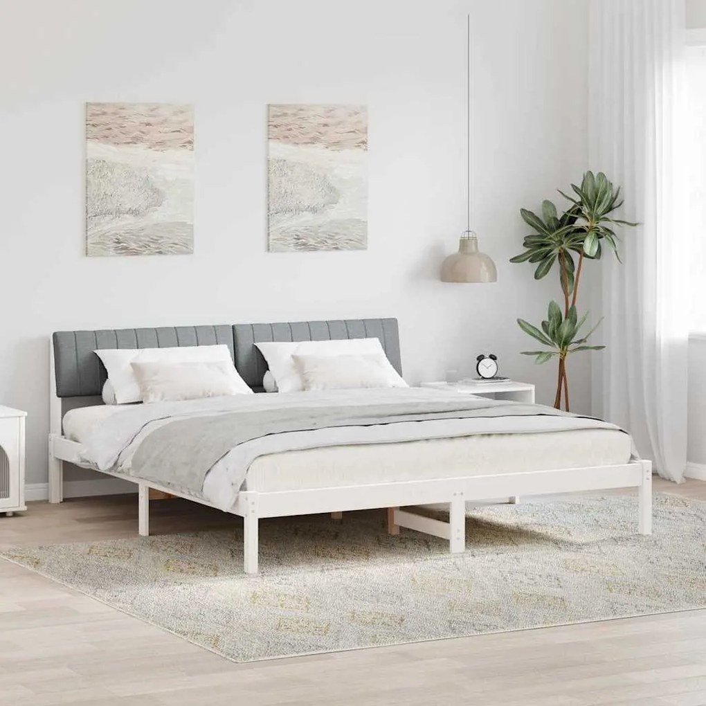 vidaXL Estrutura da cama Branco e cinza claro 180 x 200 cm
