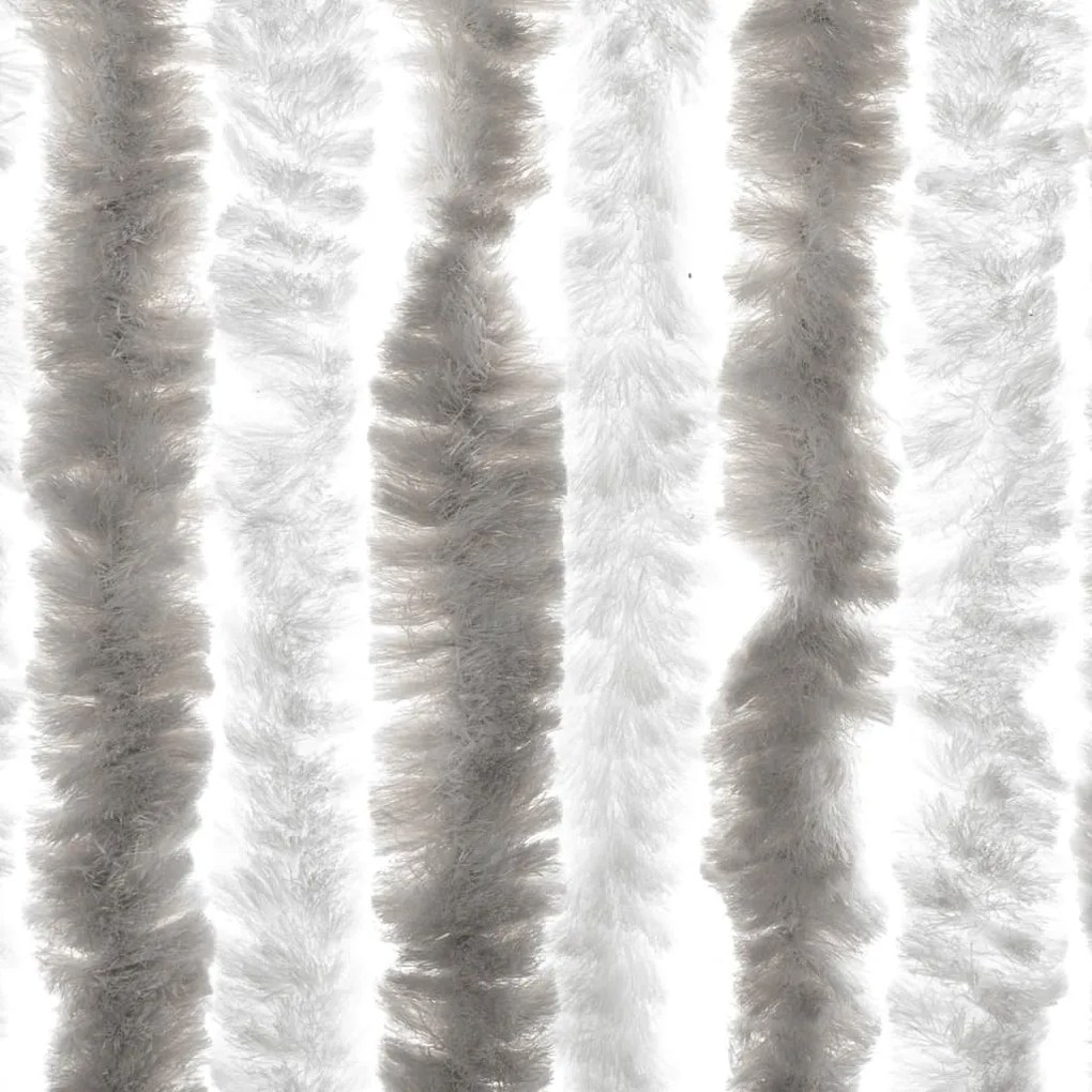 Cortina anti-insetos 100x230cm chenille cinzento-claro e branco