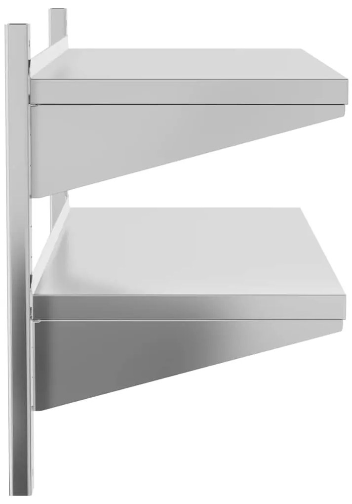 Estante parede 2 prateleiras 100x40x60 cm aço inoxidável prata