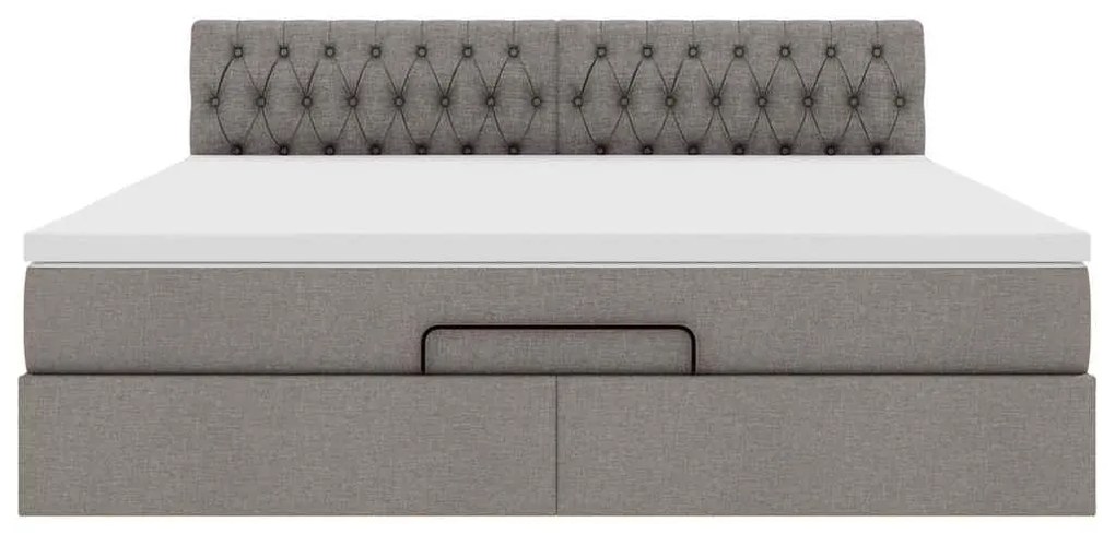 Cama Otomana com colchão &amp; LEDs 180x200cm cinza-acastanhado