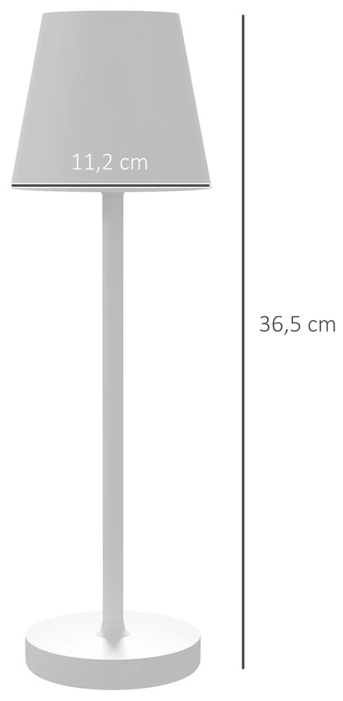 Candeeiro de Mesa com Luzes LED Candeeiro de Mesa Sem Fios Recarregável por USB-C 3 Cores Ø11,2x36,5 cm Branco