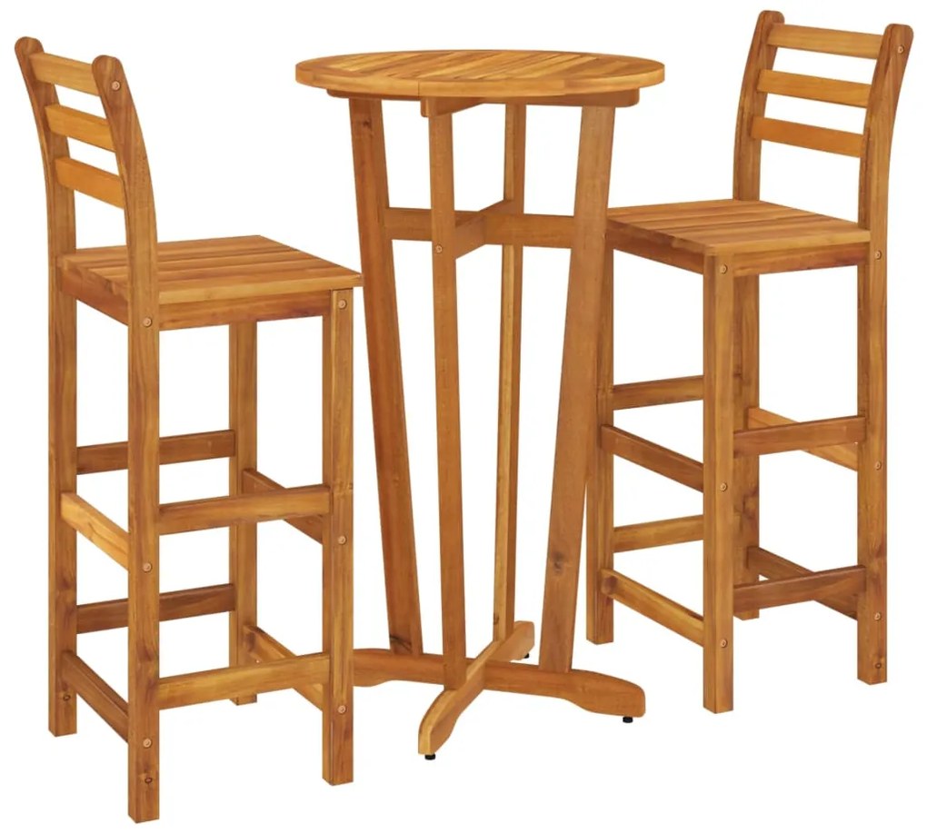 Conjunto de bar para jardim 3 pcs madeira de acácia maciça