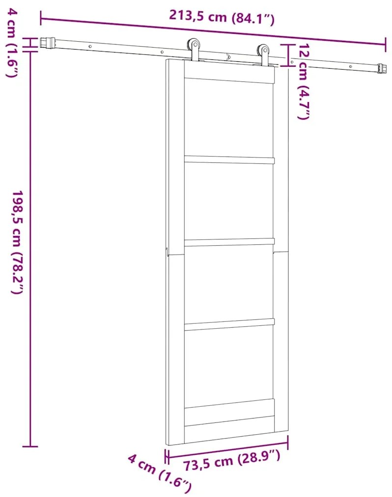 Porta Deslizante vidaXL com Conjunto de Hardware 'ORKDAL'Branca 73,5x1