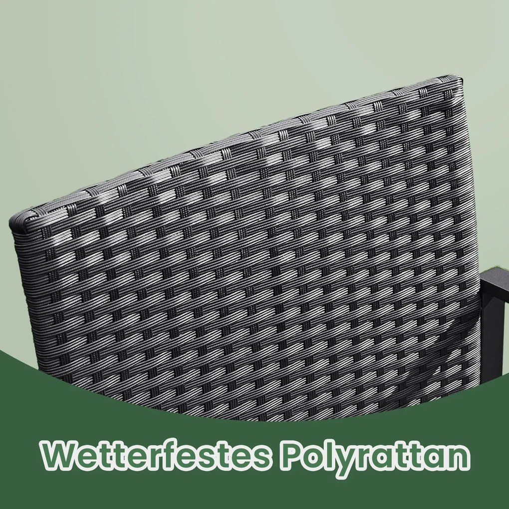 Conjunto de jardim, em polyrattan PE, mobiliário de varanda Preto