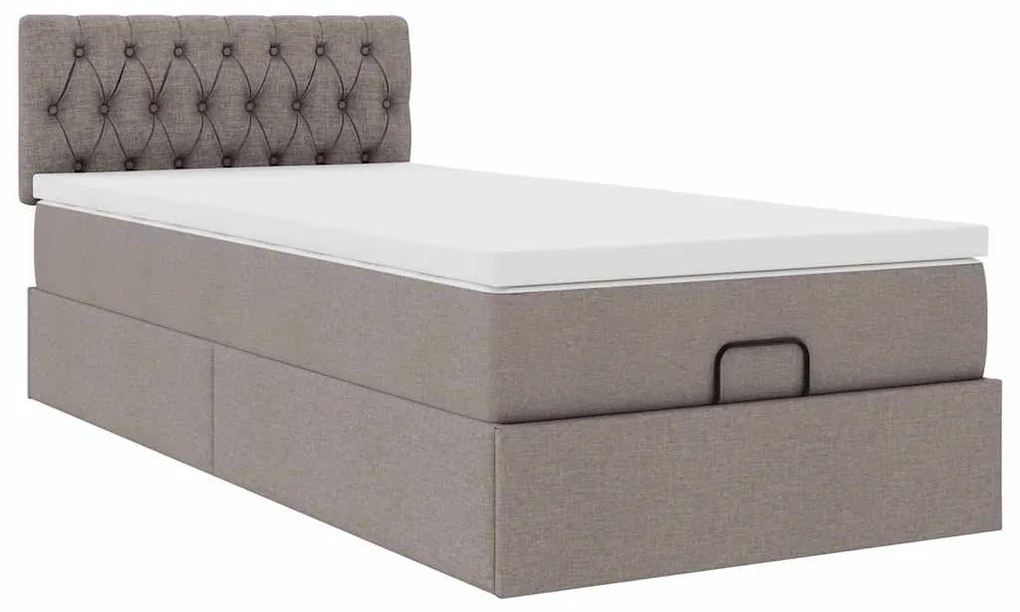 Cama otomana com colchão 100x200 cm tecido cinza