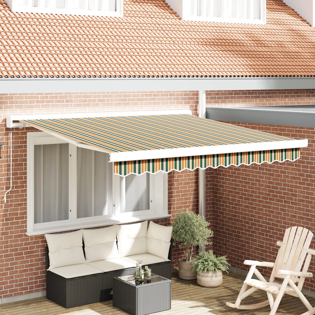 Toldo Manual Retrátil vidaXL Verde e Amarelo 300x250 cm
