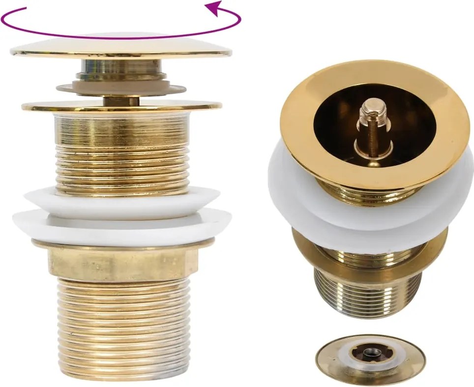 vidaXL Válvula escoam. s/ função antitransbordo 6,4x6,4x9,1 cm dourado