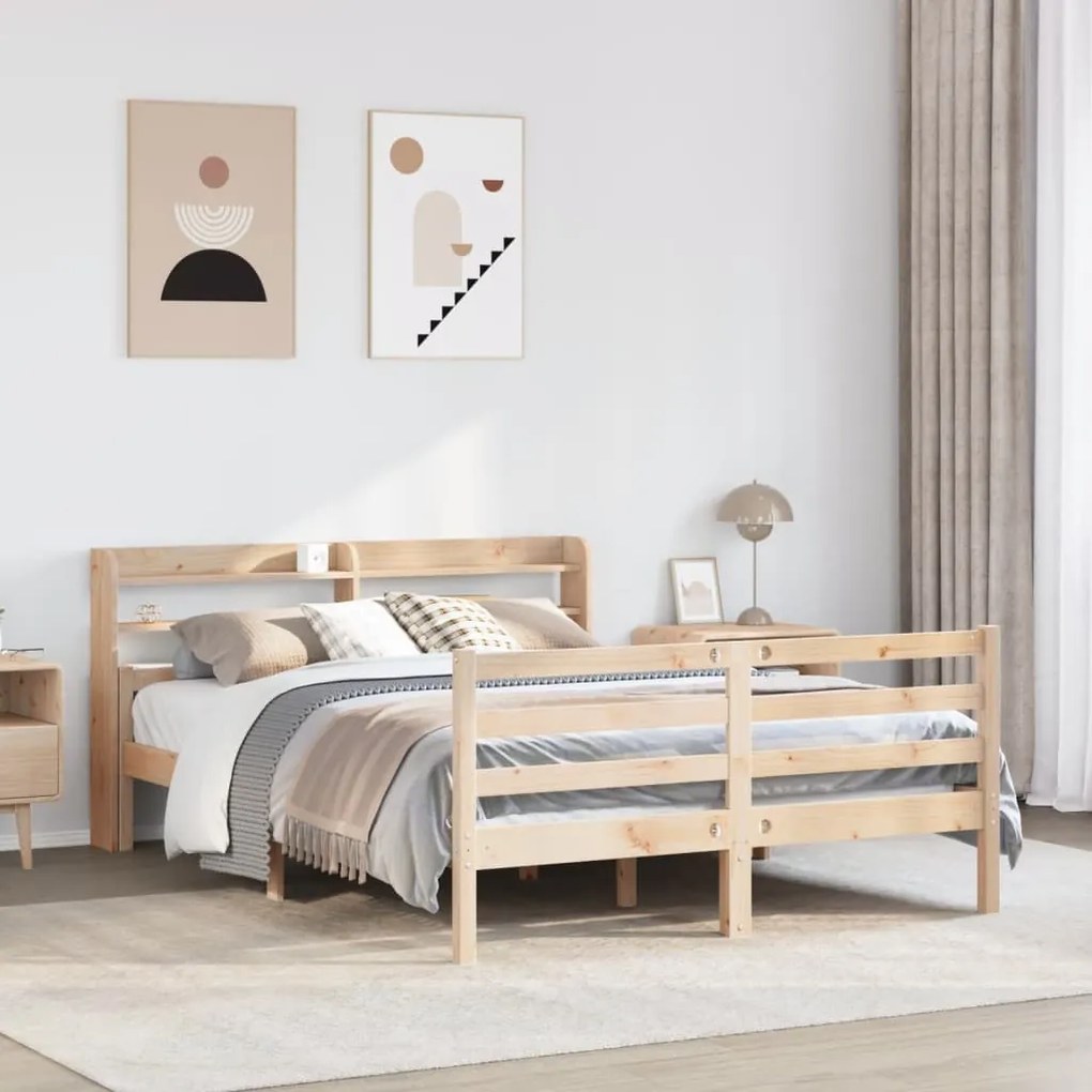 Estrutura cama c/ cabeceira 120x190 cm pinho maciço