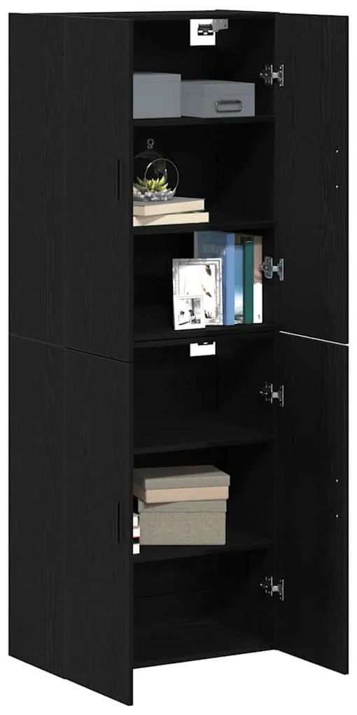 Armários 2 pcs de madeira de carvalho preto, medindo 69,5x34x180 cm, f