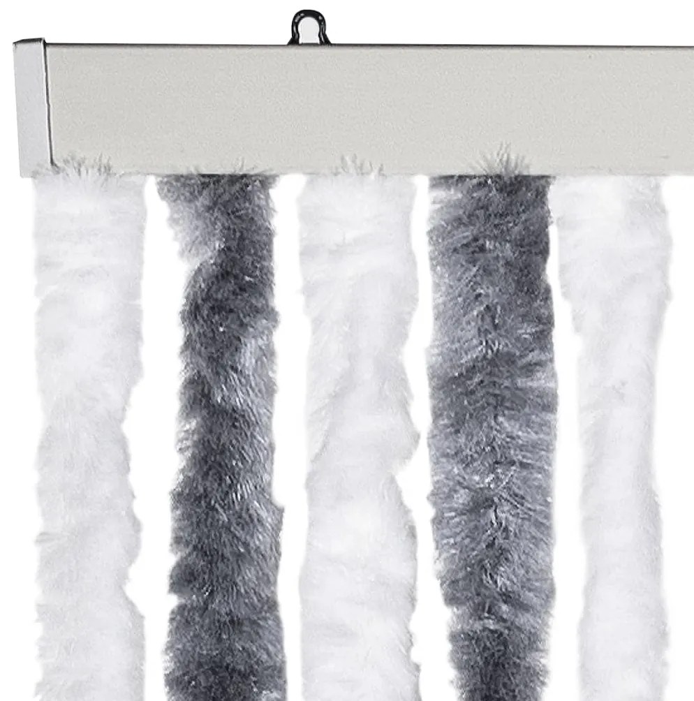 Cortina anti-insetos 56x200 cm chenille cinzento e branco