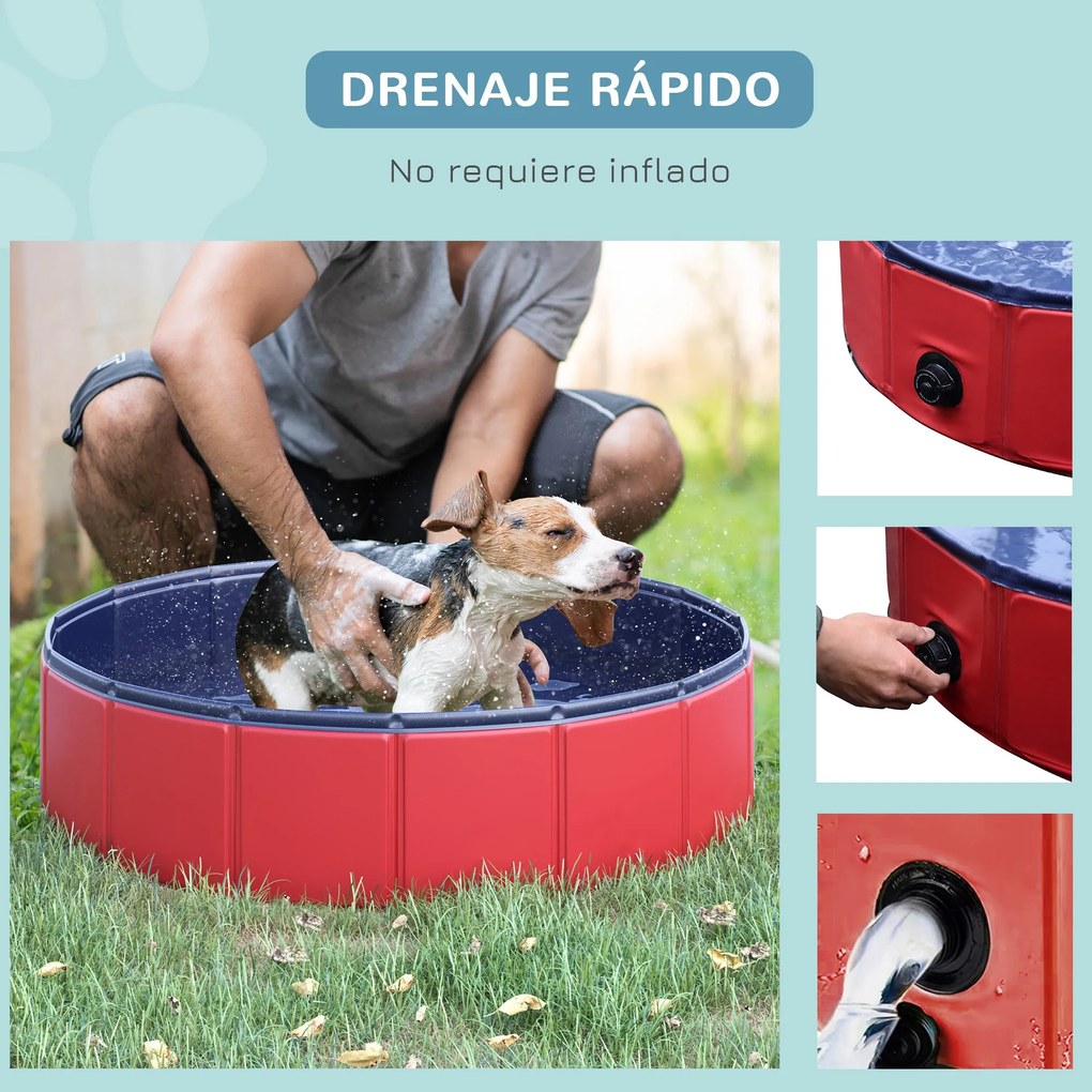 PawHut Piscina Dobrável para Cães Gatos Banheira Portátil para Animais