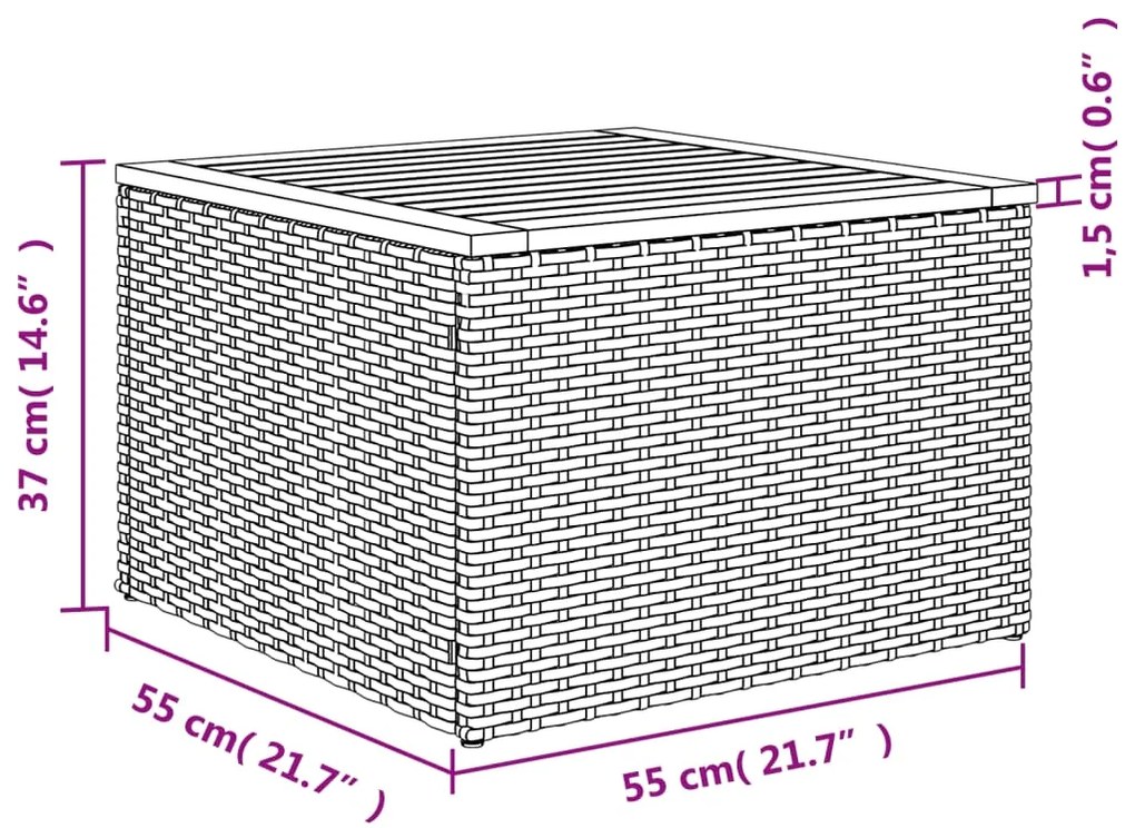 6 pcs conjunto sofás de jardim com almofadões vime cinzento