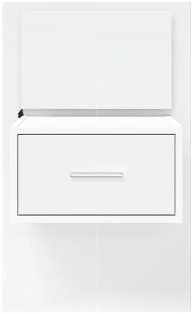 Mesas de cabeceira de parede com luzes LED 2 pcs branco