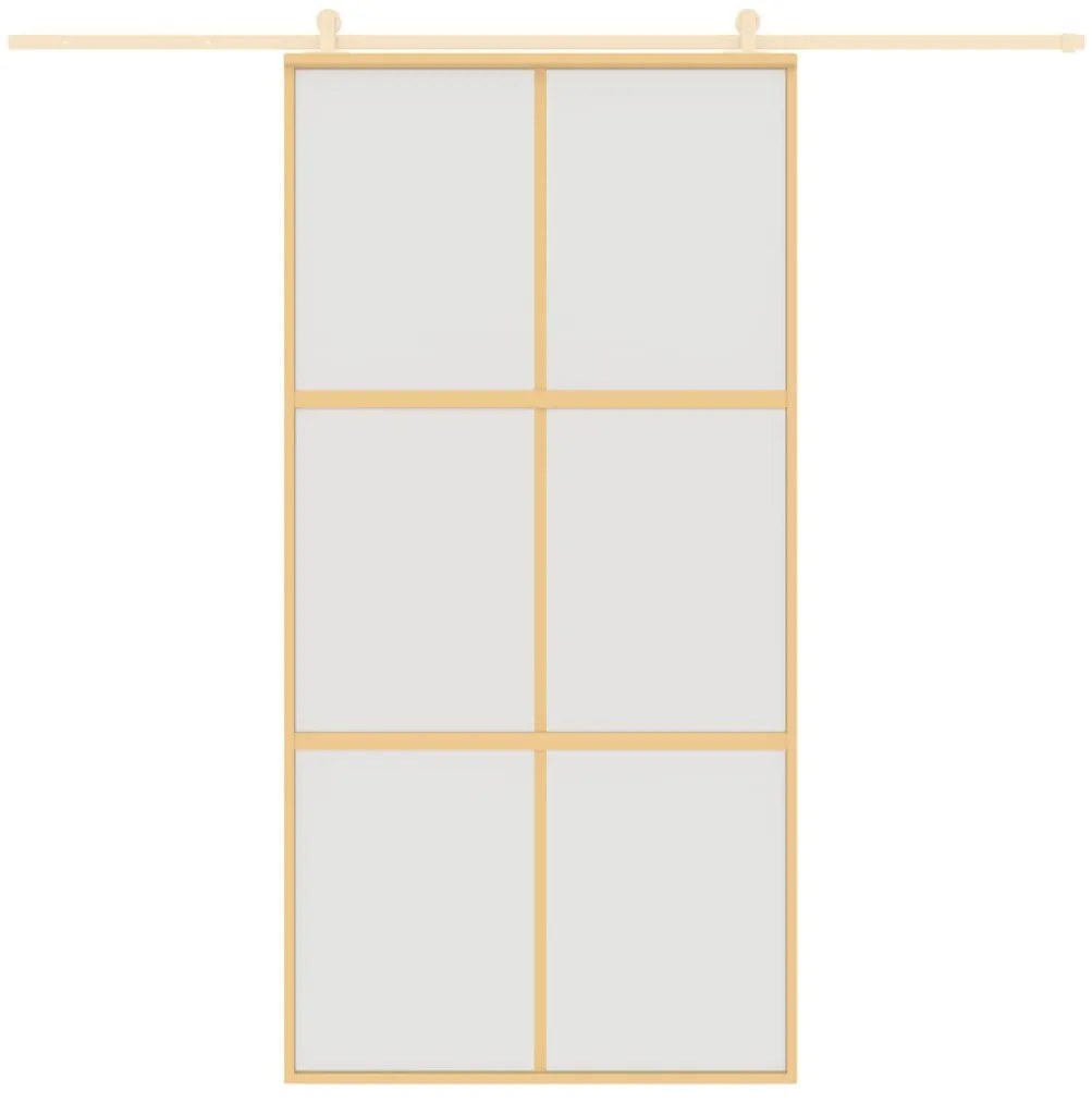 Porta deslizante 102,5x205 cm vidro ESG fosco/alumínio dourado