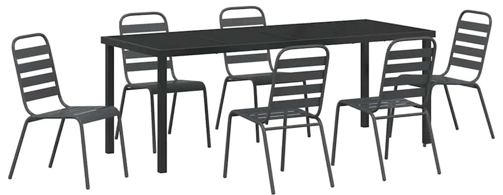 Conjunto de Jantar de Jardim com 7 Peças de Aço Cinza Escuro