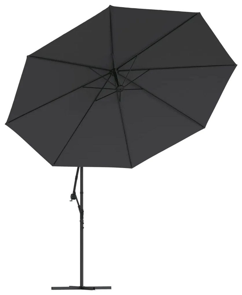 Guarda-sol de jardim cantilever c/ poste alumínio 350 cm preto