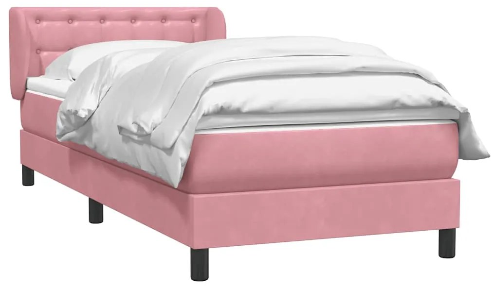 Cama com molas/colchão 100x220 cm veludo Rosa