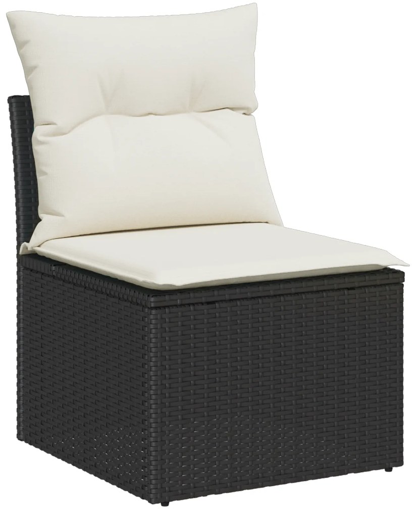 Conjunto de Sofá de Jardim vidaXL 7 Peças com Almofadas Preto Vime Pol