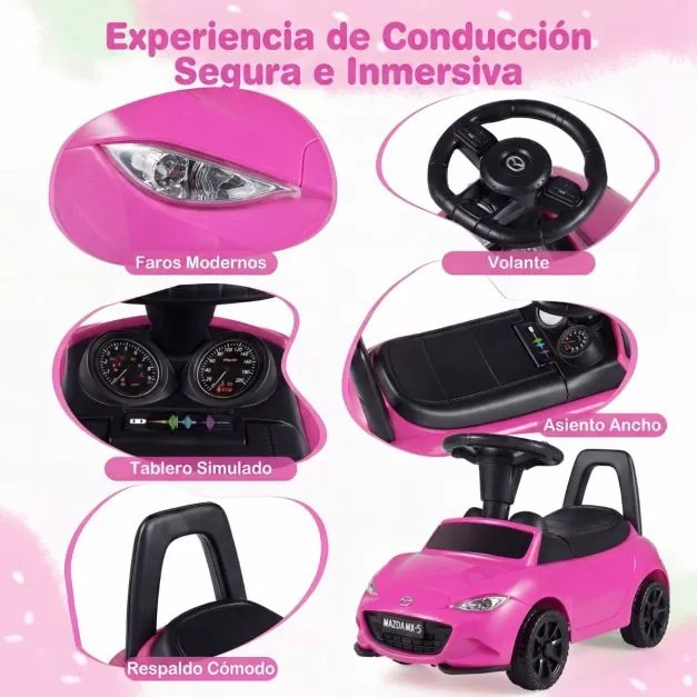 Carro de empurrar para crianças – Brinquedo deslizante com design de apoio no chão e espaço de arrumação – Carro para sentar e deslizar para trás – Ro