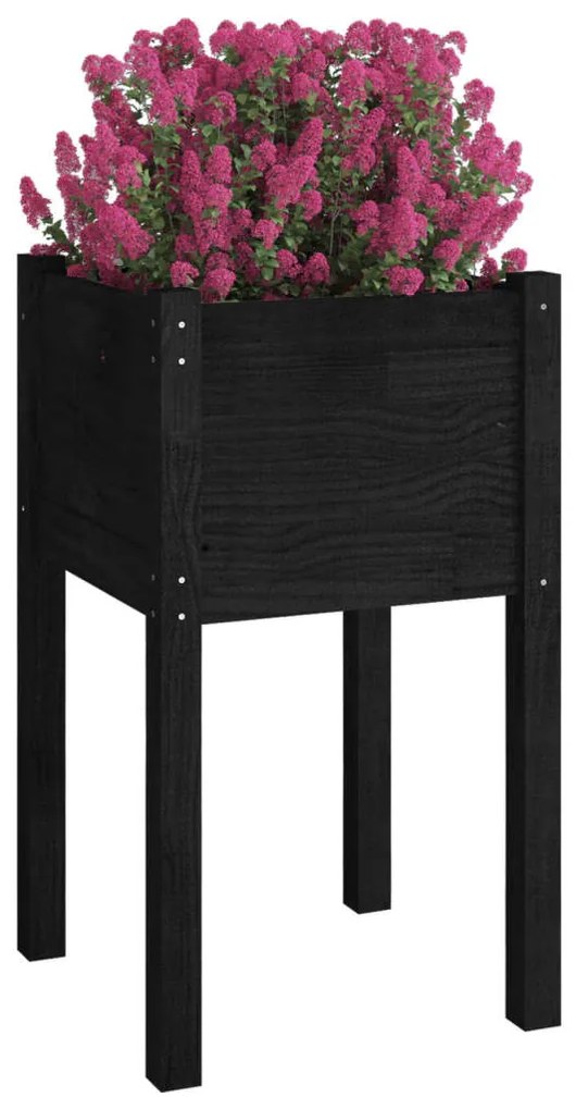 Vasos/floreiras de jardim 2 pcs 40x40x70 cm pinho maciço preto
