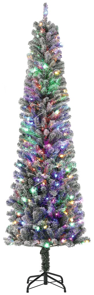 HOMCOM Árvore de Natal 225 cm Árvore de Natal Artificial com 220 Luzes LED de Duas Cores 519 Ramos e Suporte de Aço  Verde