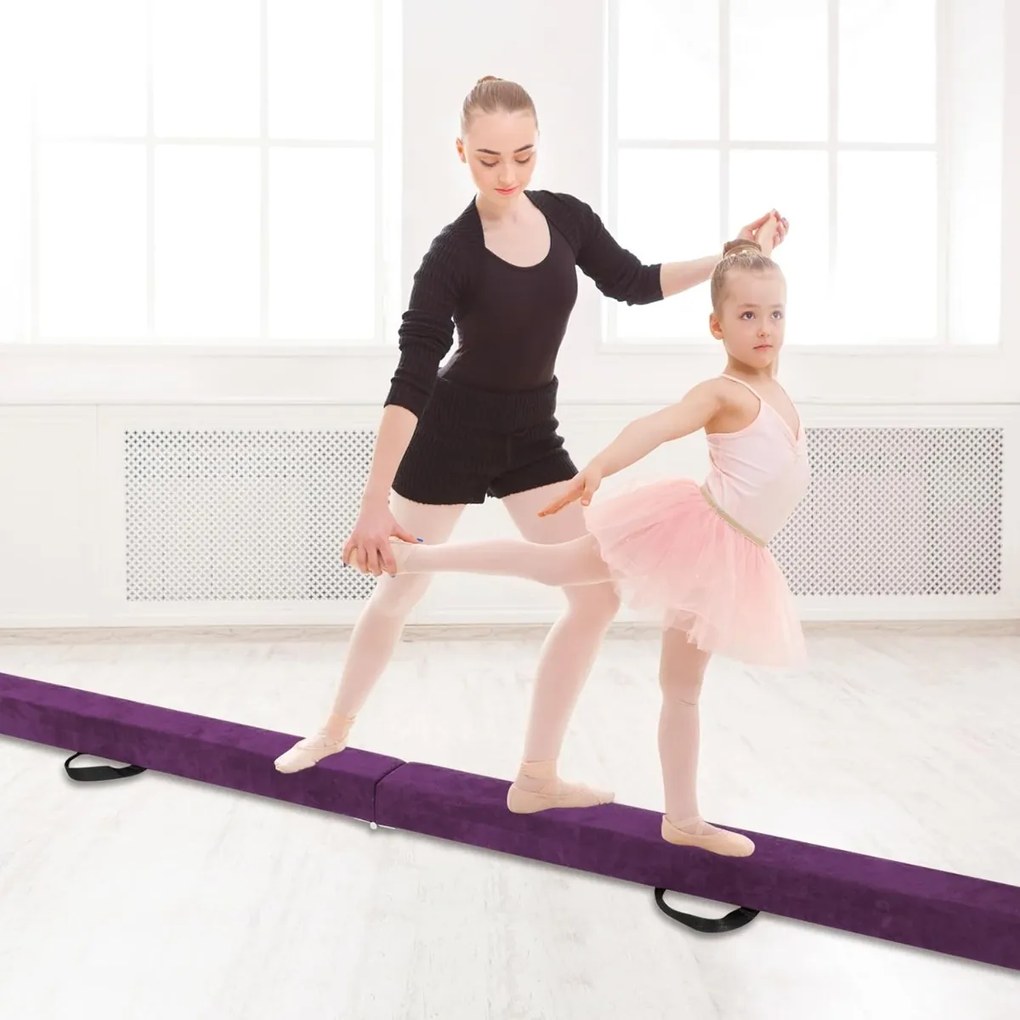 Barra de equilíbrio Ginástica dobrável com base de madeira maciça e superfície antiderrapante de espuma portátil com alça para crianças e adolescente
