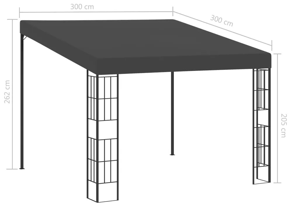 Gazebo de montagem na parede 3x3 m tecido antracite