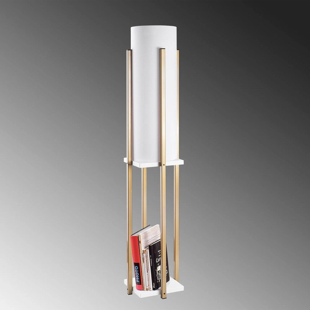 Candeeiro de Pé 7133 – Branco e Dourado – 25 x 25 x 130 cm