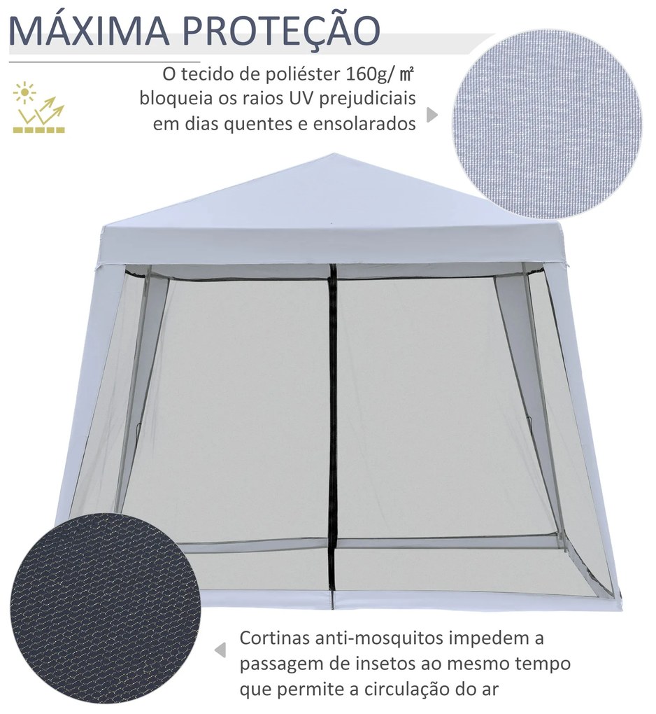 Tenda de Jardim 3x3m Gazebo com 4 Partes Laterais Mosquiteiro com Zípe