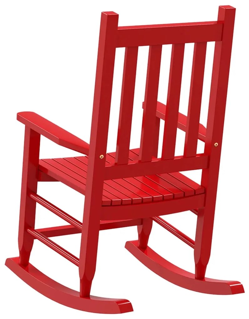 Cadeira de baloiço infantil madeira de álamo maciça vermelho
