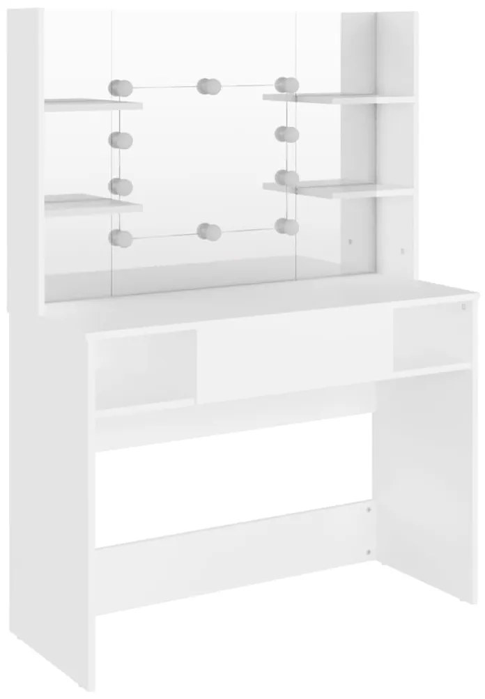 Mesa de maquilhagem c/ luzes LED 100x40x135 cm MDF branco