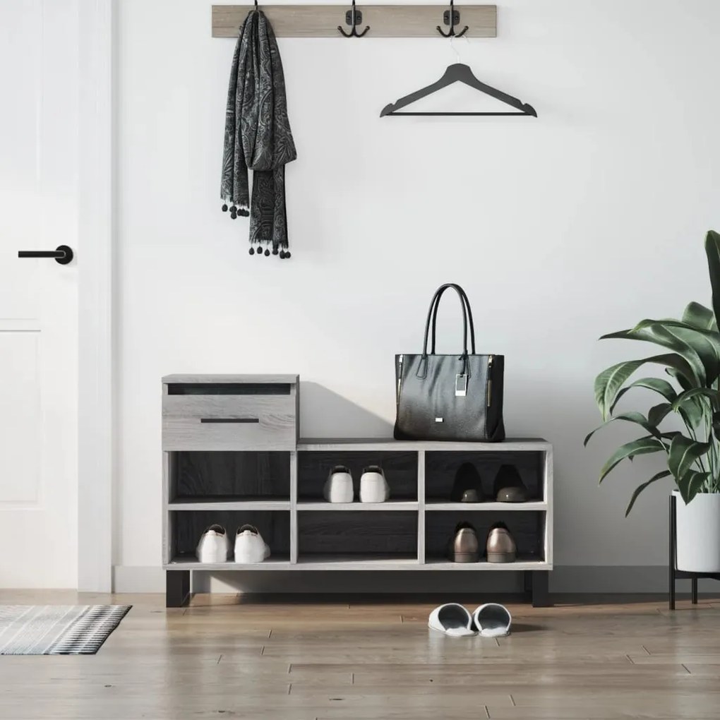 vidaXL Sapateira 102x36x60 cm derivados de madeira cinzento sonoma