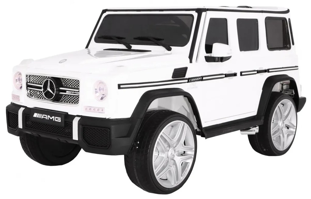 Carro elétrico para Crianças 12V Mercedes G65 2 4G Rodas de EVA, Assento de couro Branco Pintado